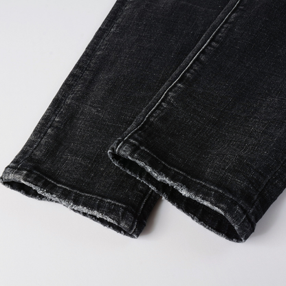 Jean violet déchiré gris et noir