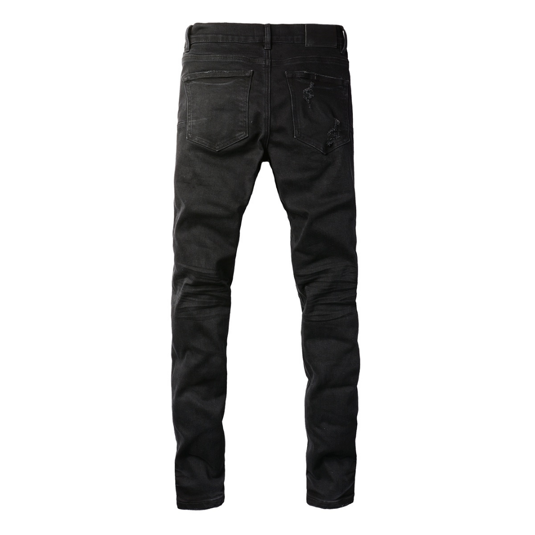 Jean noir triple déchiré violet