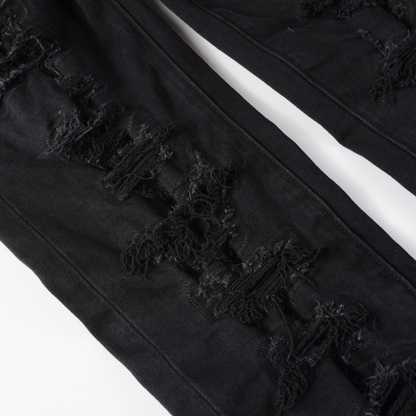 Jean noir triple déchiré violet