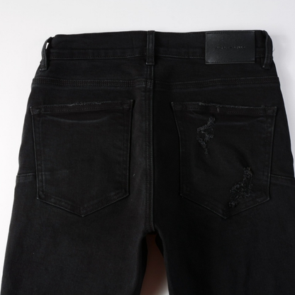 Jean noir triple déchiré violet