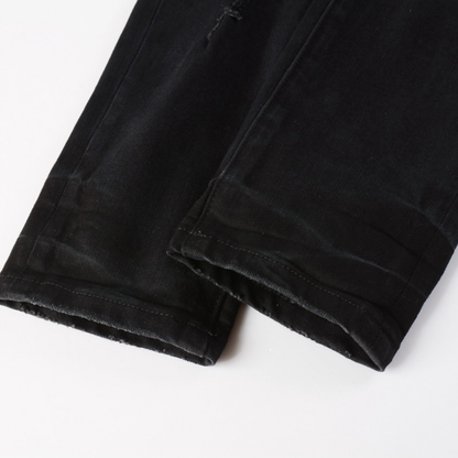 Jean noir triple déchiré violet