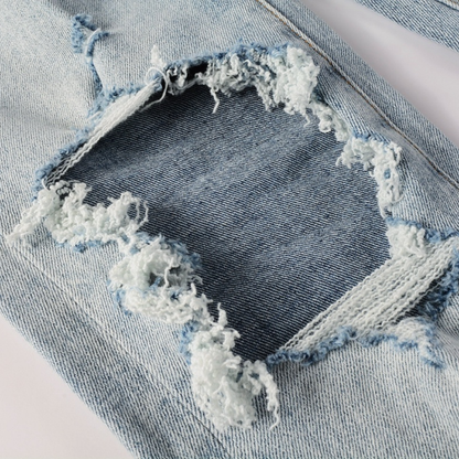 Jean violet triple déchiré