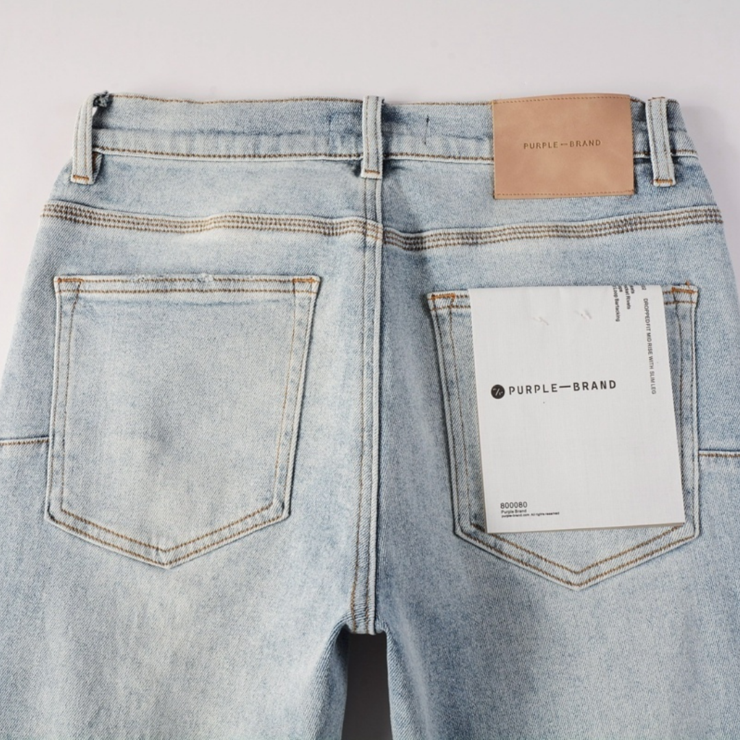 Jean violet triple déchiré