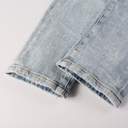 Jean violet triple déchiré