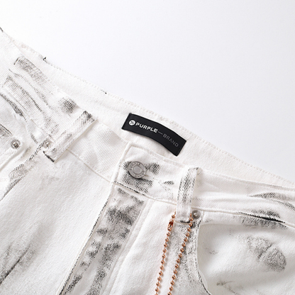 Jean violet et blanc délavé