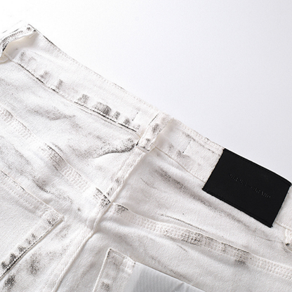 Jean violet et blanc délavé