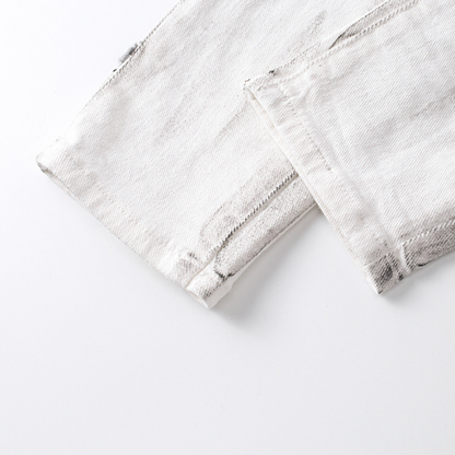 Jean violet et blanc délavé