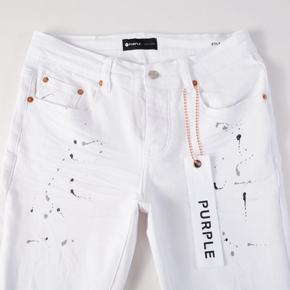 Jeans peints violets et blancs