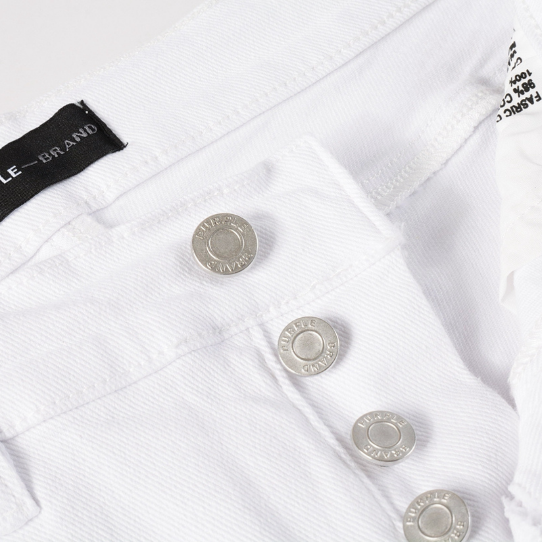 Jeans peints violets et blancs