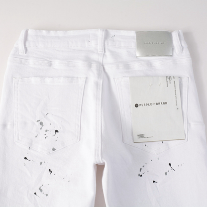 Jeans peints violets et blancs