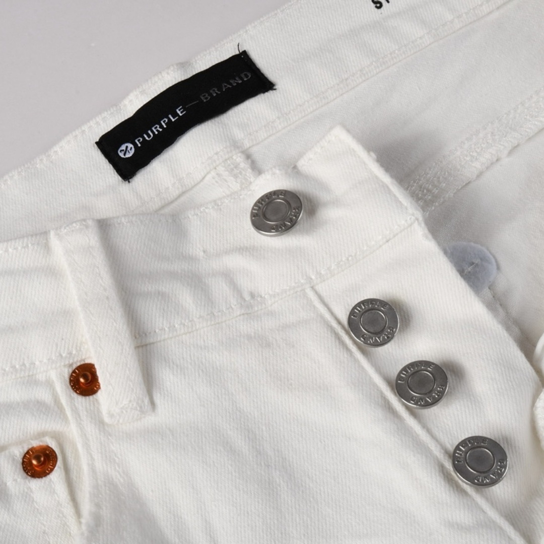 Jean déchiré violet et blanc