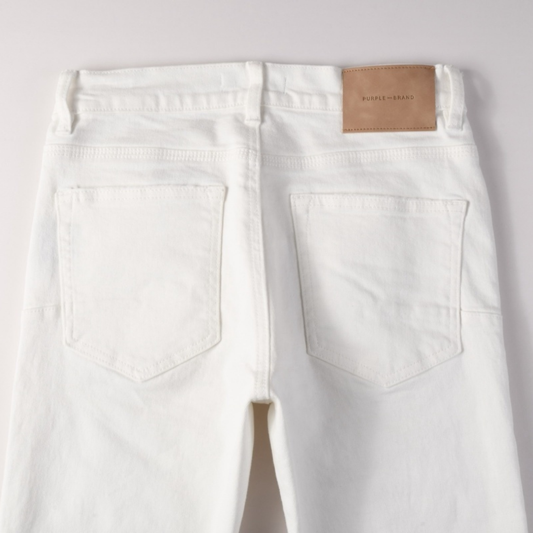 Jean déchiré violet et blanc