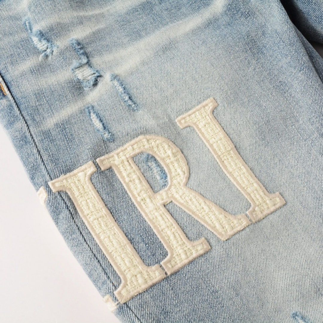 Jean à patchs blancs Amr