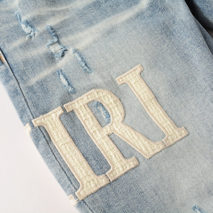 Jean à patchs blancs Amr