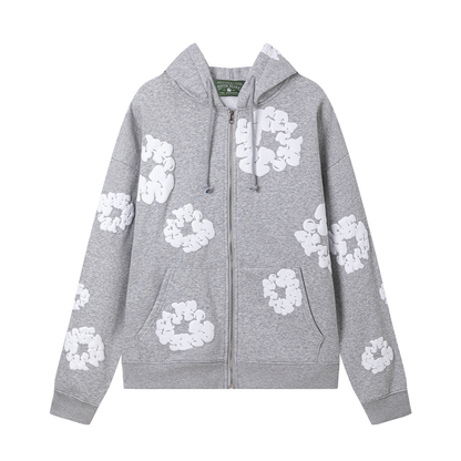 Sweat à capuche zippé en denim