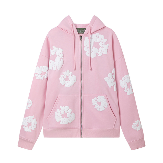 Sweat à capuche zippé en denim