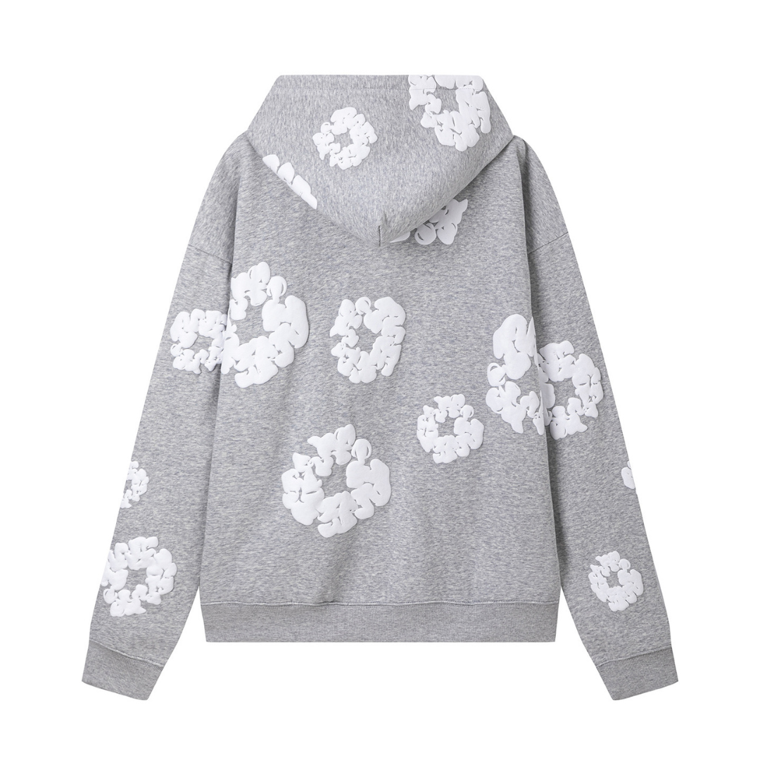 Sweat à capuche zippé en denim