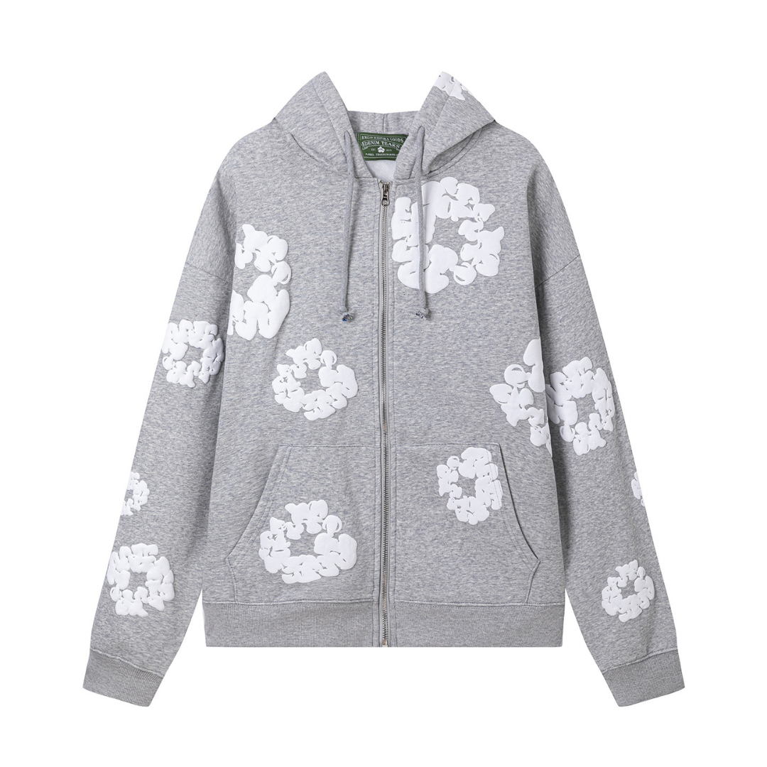 Sweat à capuche zippé en denim