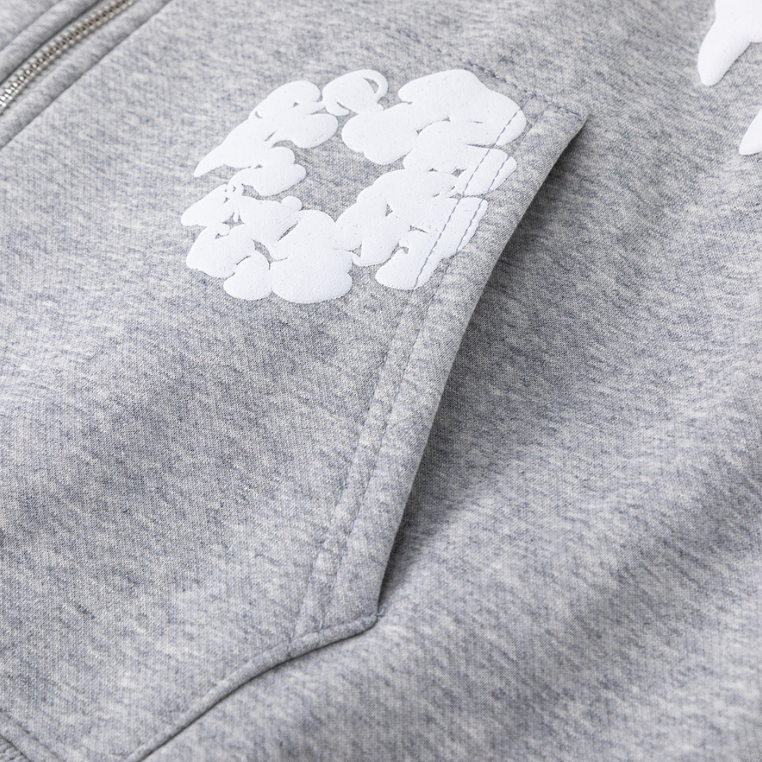 Sweat à capuche zippé en denim