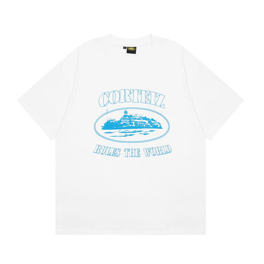 T-shirt Alcatraz blanc et bleu