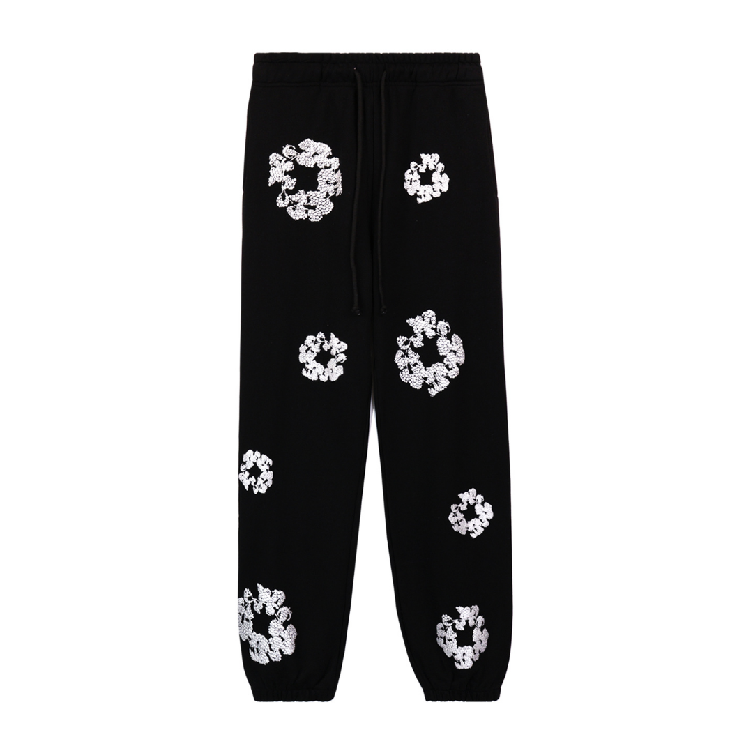 Pantalon en denim à losanges noirs