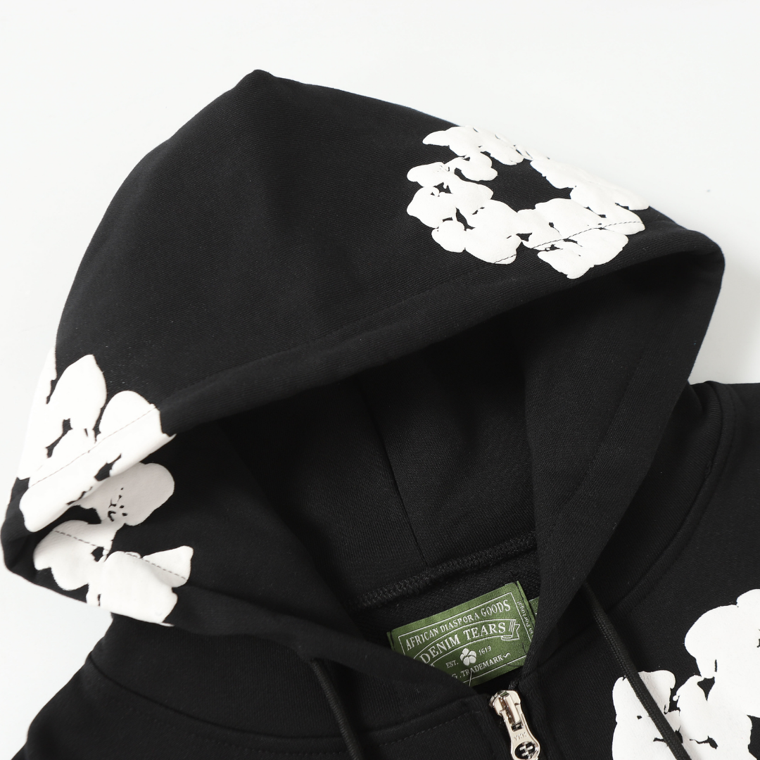 Sweat à capuche zippé en denim