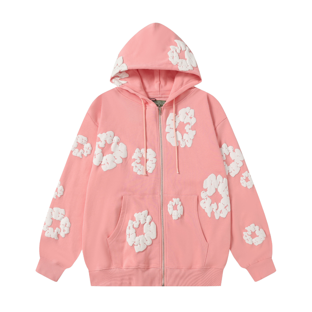 Sweat à capuche zippé en denim