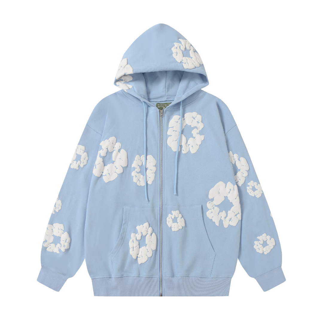 Sweat à capuche zippé en denim