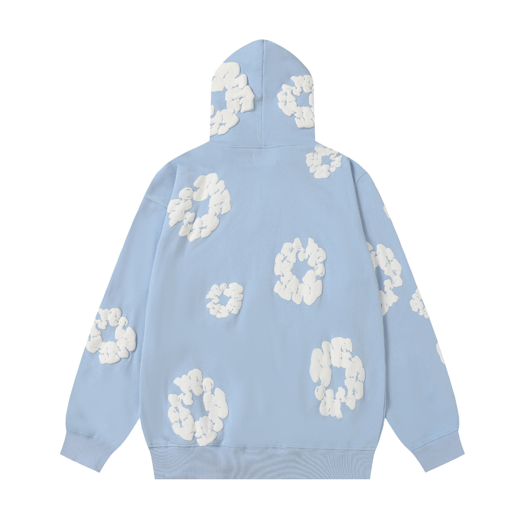 Sweat à capuche zippé en denim