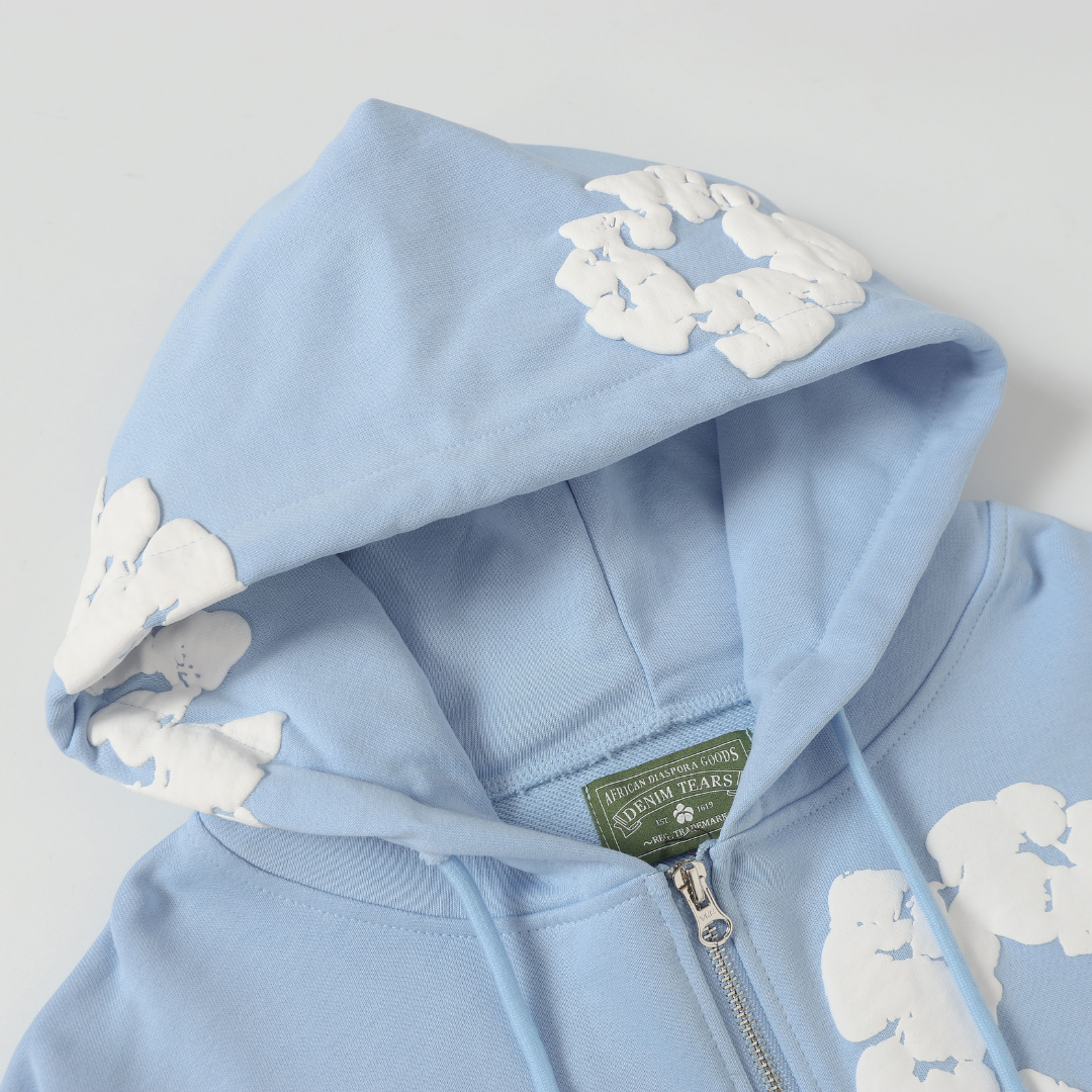 Sweat à capuche zippé en denim