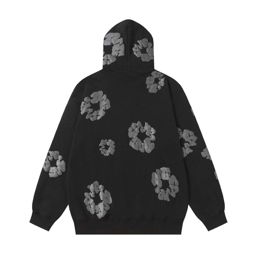 Sweat à capuche zippé en denim