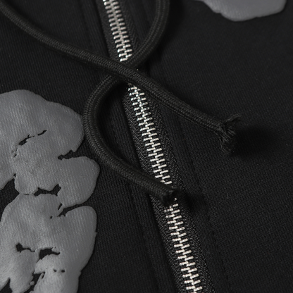 Sweat à capuche zippé en denim