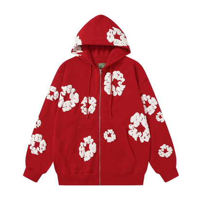 Sweat à capuche zippé en denim