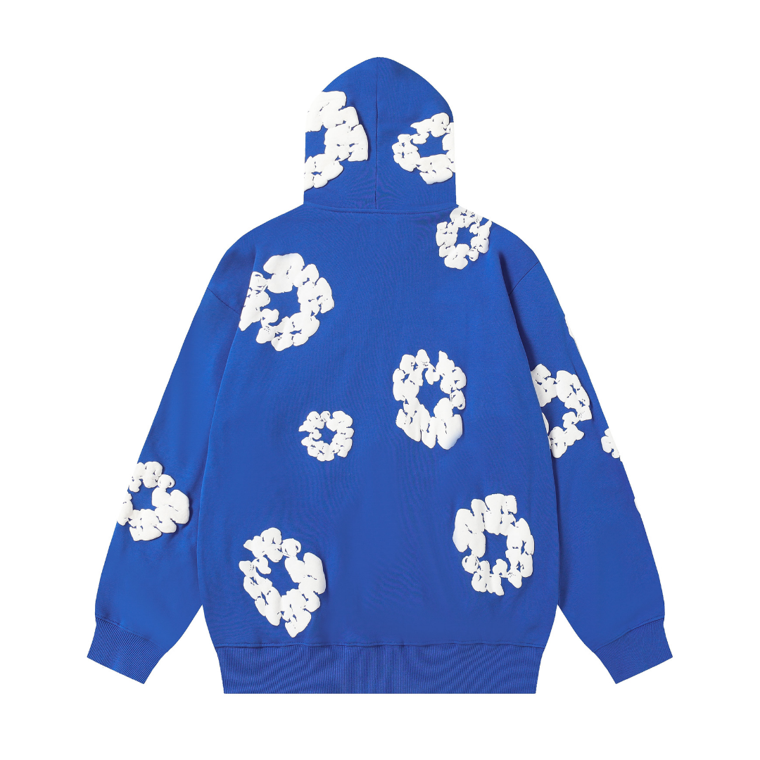 Sweat à capuche zippé en denim