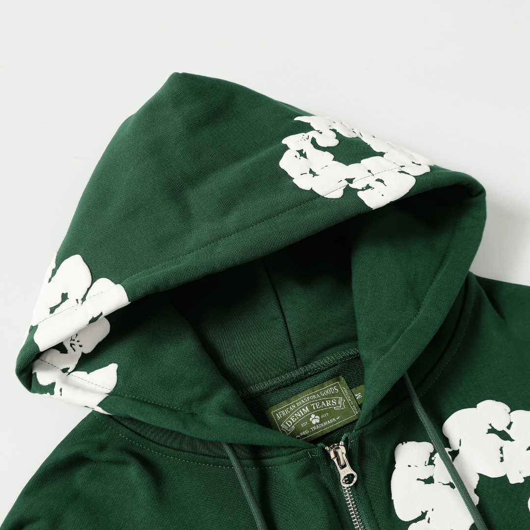 Sweat à capuche zippé en denim