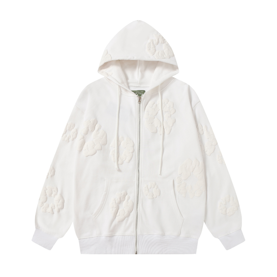 Sweat à capuche zippé en denim