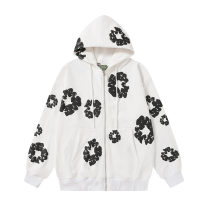 Sweat à capuche zippé en denim