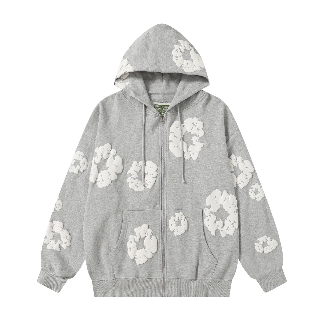 Sweat à capuche zippé en denim