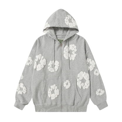 Sweat à capuche zippé en denim