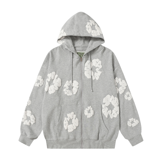 Sweat à capuche zippé en denim