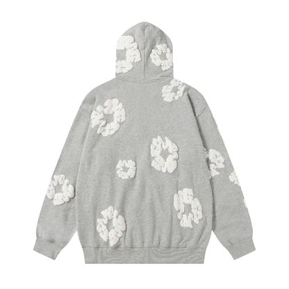 Sweat à capuche zippé en denim