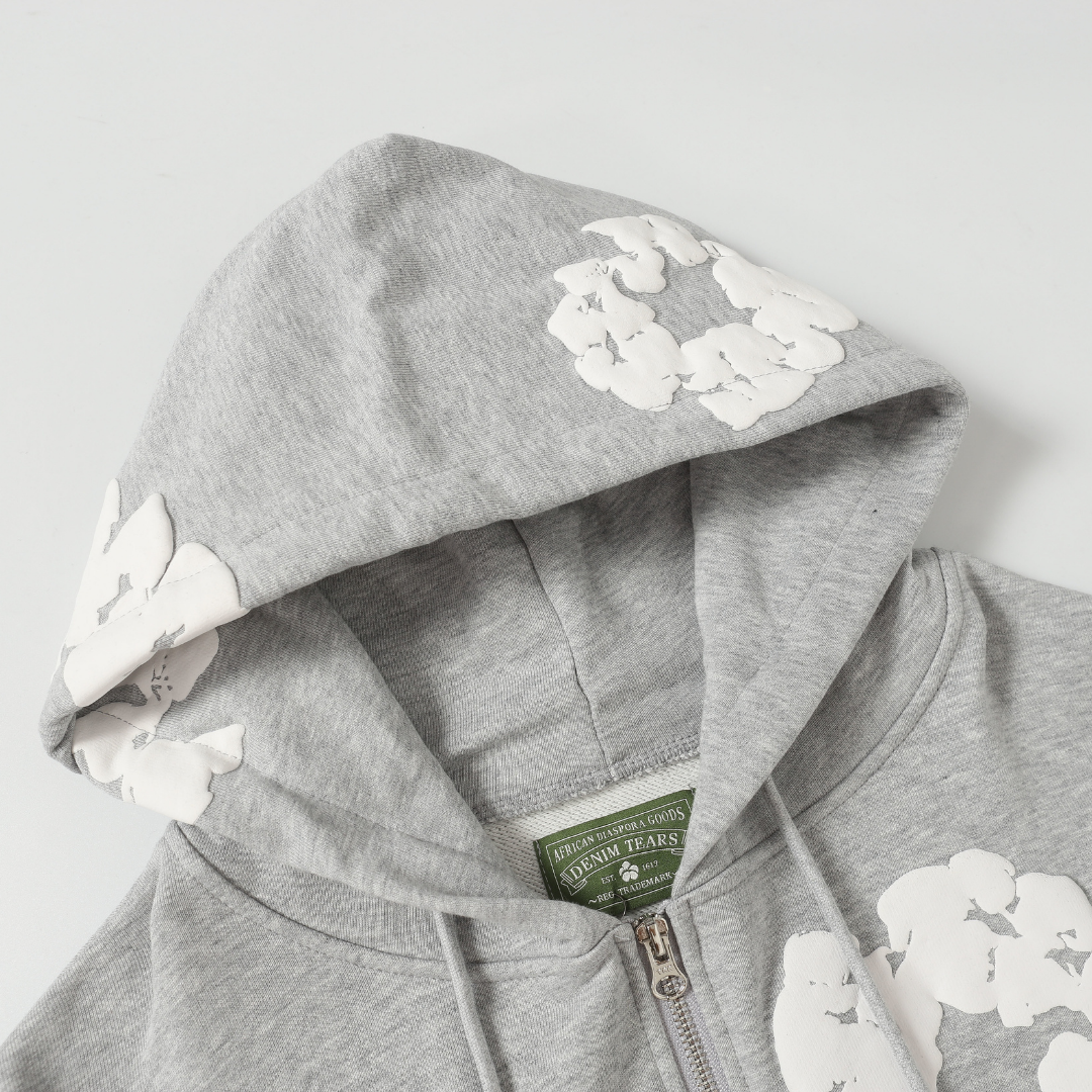 Sweat à capuche zippé en denim