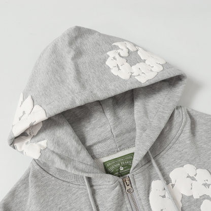 Sweat à capuche zippé en denim