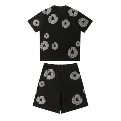 Ensemble short en denim noir et gris