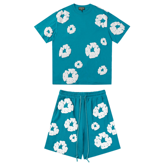 Ensemble short en denim bleu éclatant