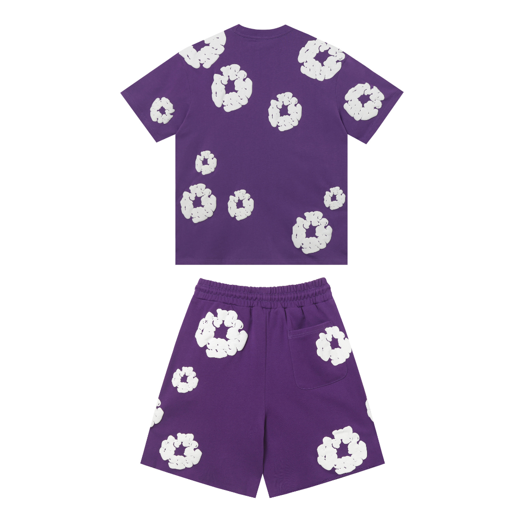 Ensemble short en denim violet