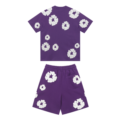 Ensemble short en denim violet