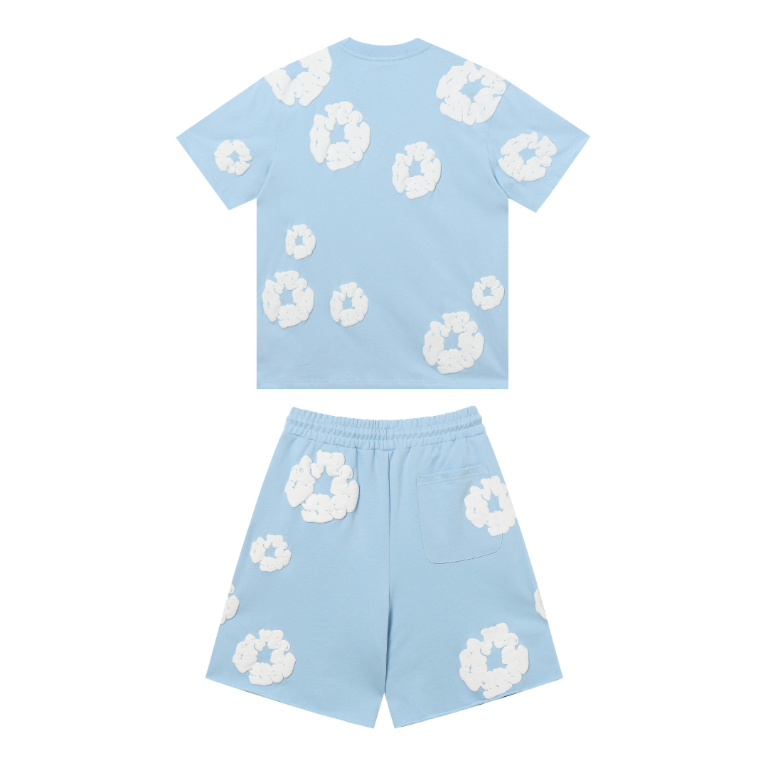 Ensemble short en denim bleu ciel