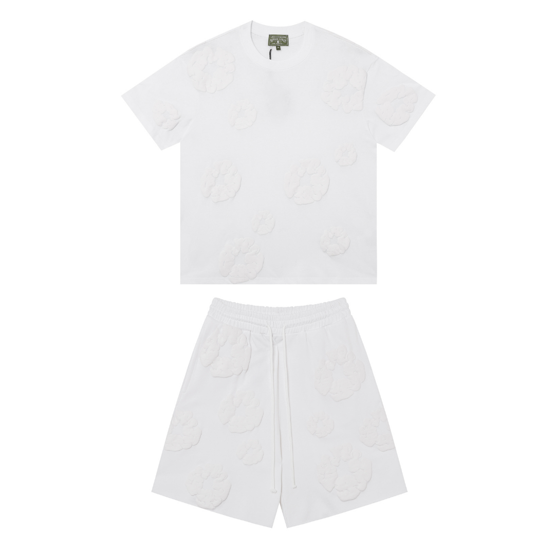 Ensemble short en denim TRS Triple blanc