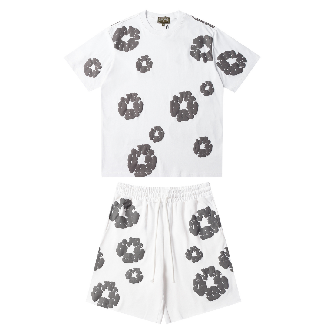 Ensemble short en denim blanc et gris